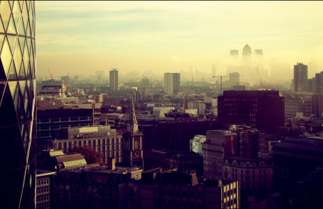 london misty landscape